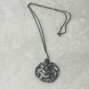 Intricate Silver Dragon Medallion Necklace #294